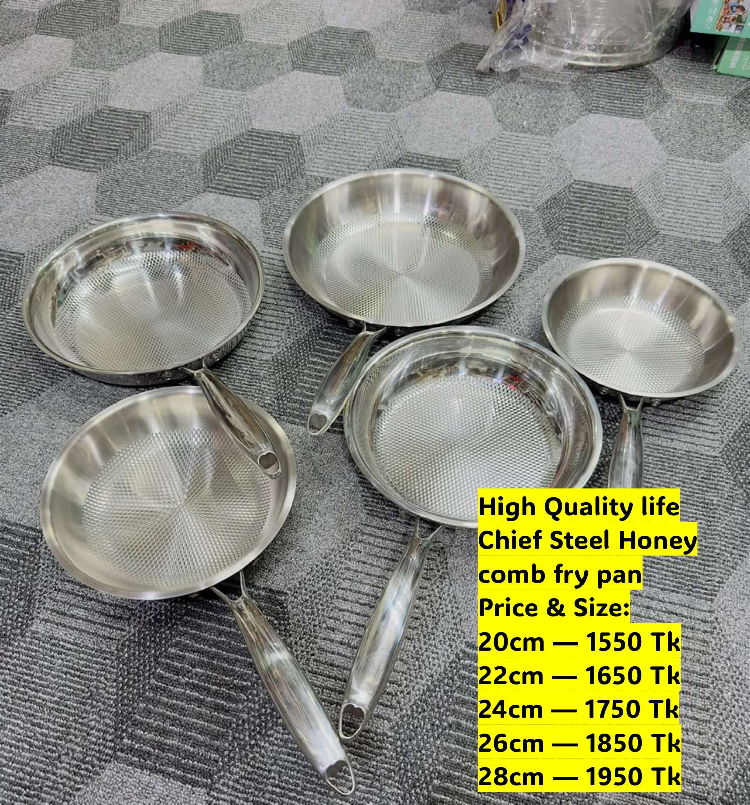 High Quality Honeycomb Steel Fry pan Life chief Brand