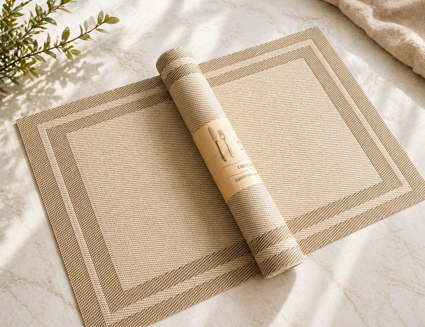 7 pcs Brown Colour Table Runner With Mats