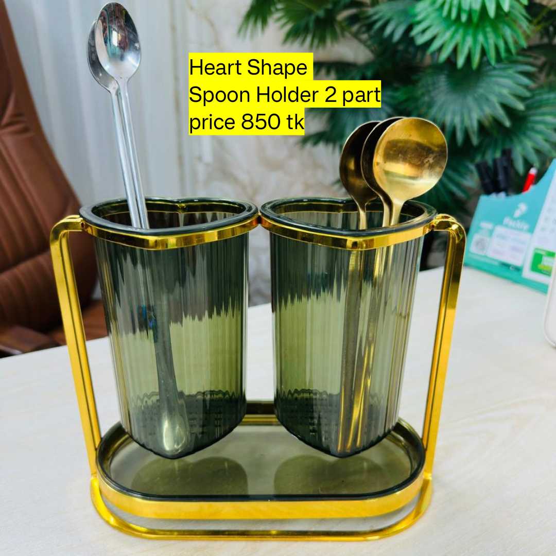 Spoon Holder love Shape Green Fiber