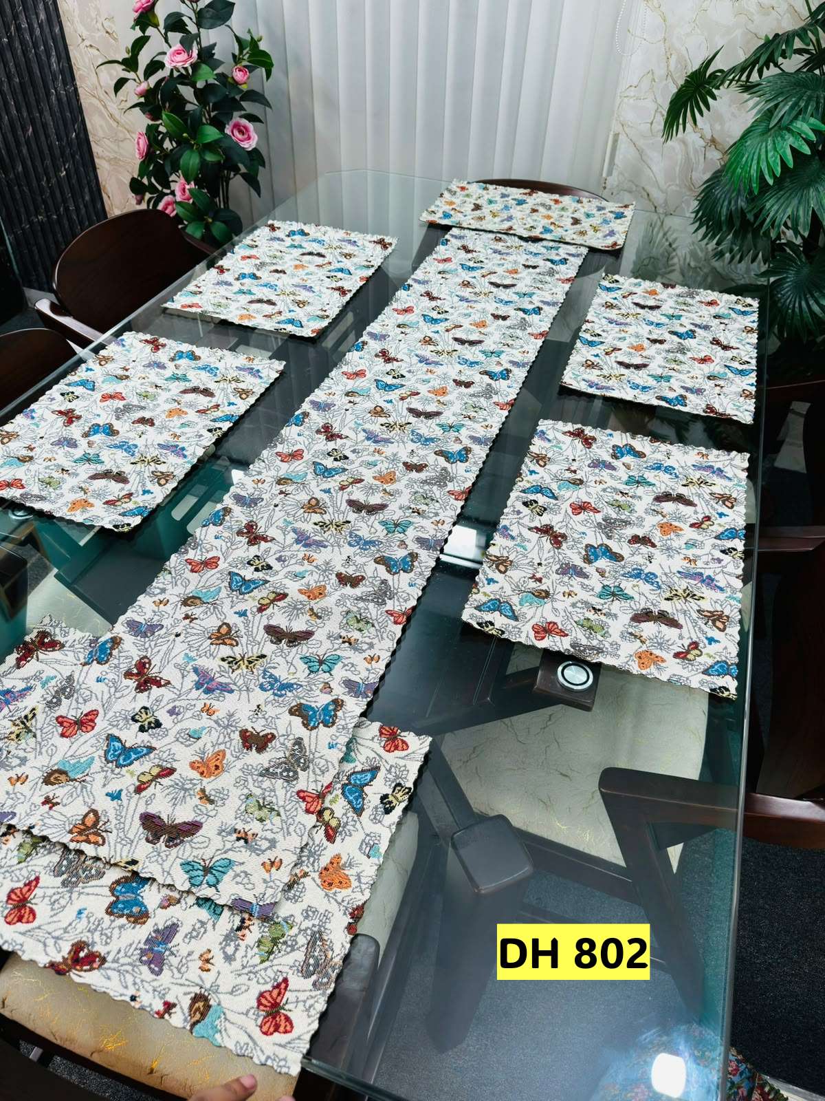 Premium Turkish Fabric Floral Mats Runner Set 802