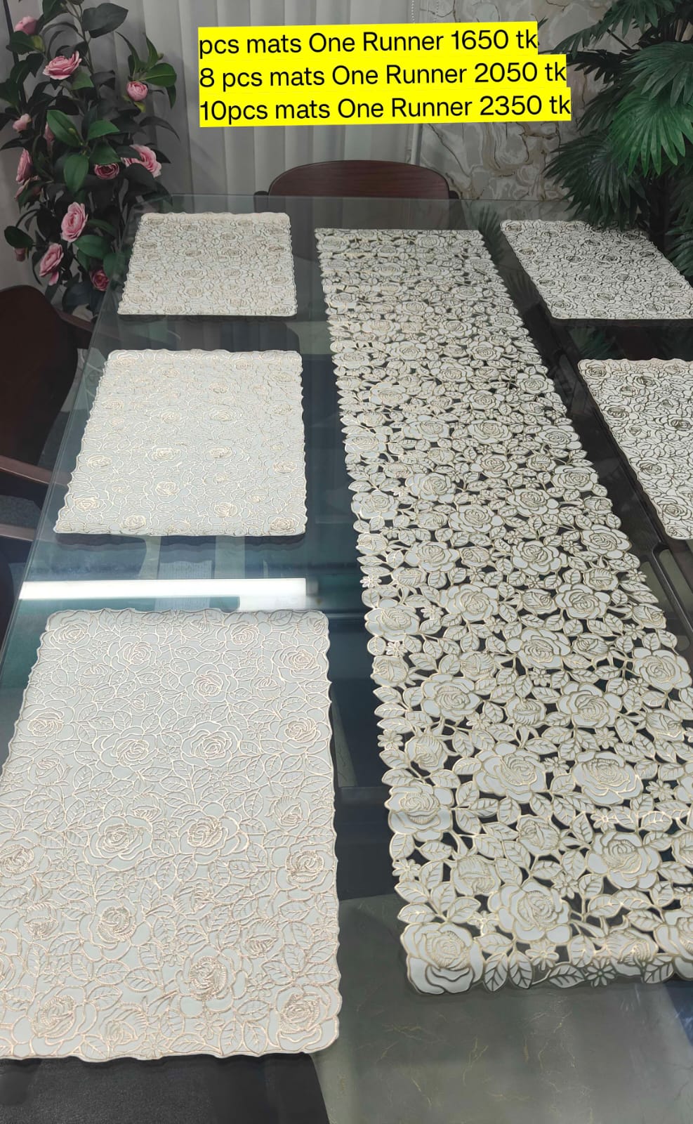 square(Runner Soho) 7 pcs mats Set New small golap Desing